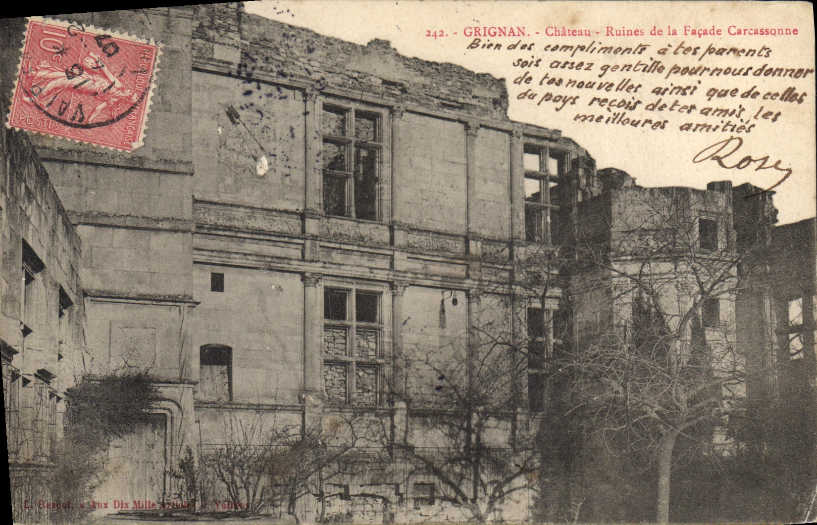 CPA Grignan Chateau Ruines de la Facade Carcassonne 