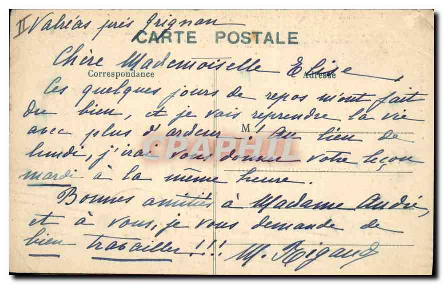 Le Château de Grignan dans sa grandeur au temps de Mme de Sévigné — T. Rorem & Aux Dix Mille Artistes, n°89 — Rückseite