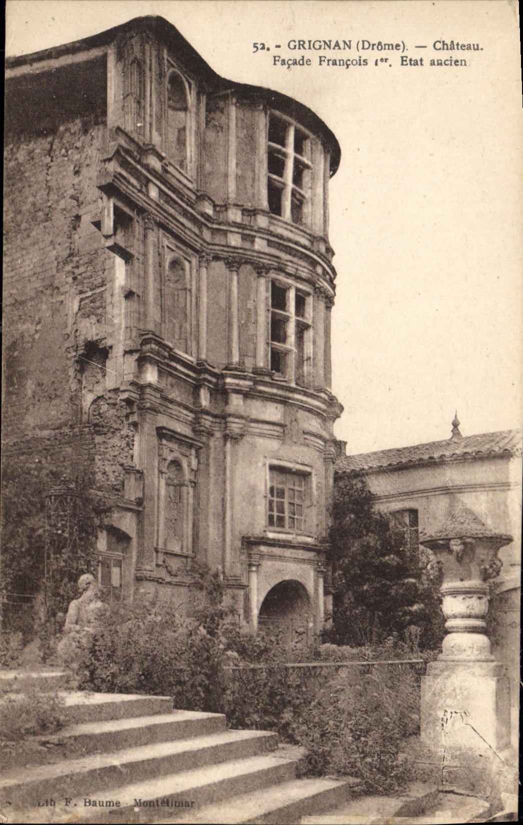 CPA Grignan Drome Chateau Facade Francois Ier Etat ancien 
