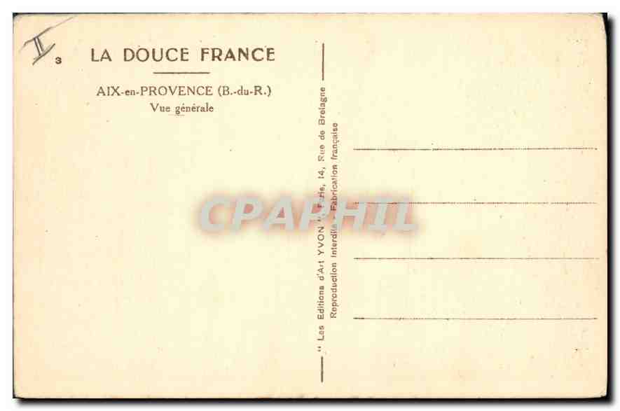 Aix-en-Provence — Allgemeiner Blick — Editions d'Aix YVON — Rückseite