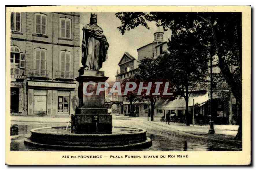 Aix-en-Provence — Place Forbin, Statue des Königs René — unbekannter Verleger