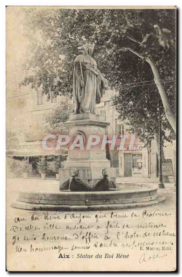 Aix : Statue du Roi René — E. Marce, Edit. - Anverso