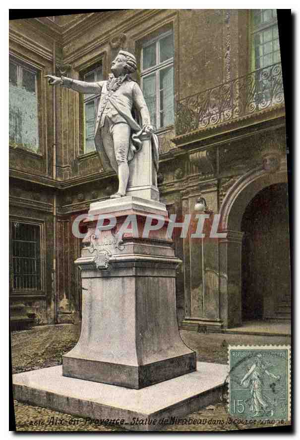 Statue von Mirabeau in der Hofe des Hotels — Verlag Antike Ansichtskarte 1616