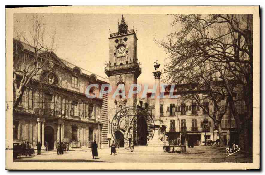 Place de l'Hôtel-de-Ville et le Belfroi — Aix-en-Provence — éditeur Rellaz