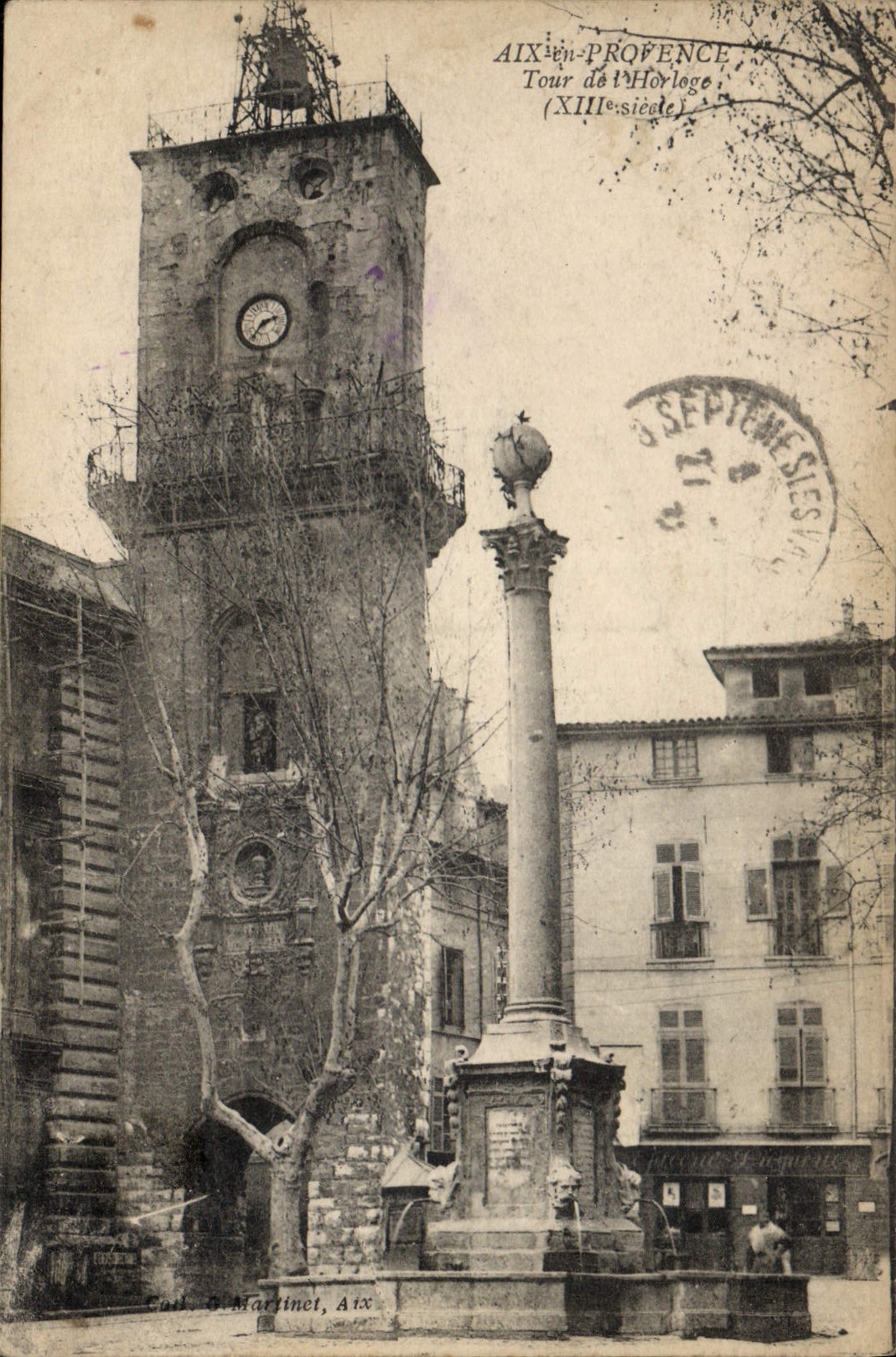 Aix-en-Provence — Tour de l'Horloge (XIIIe siècle) — Éditeur G. Martinet, Aix