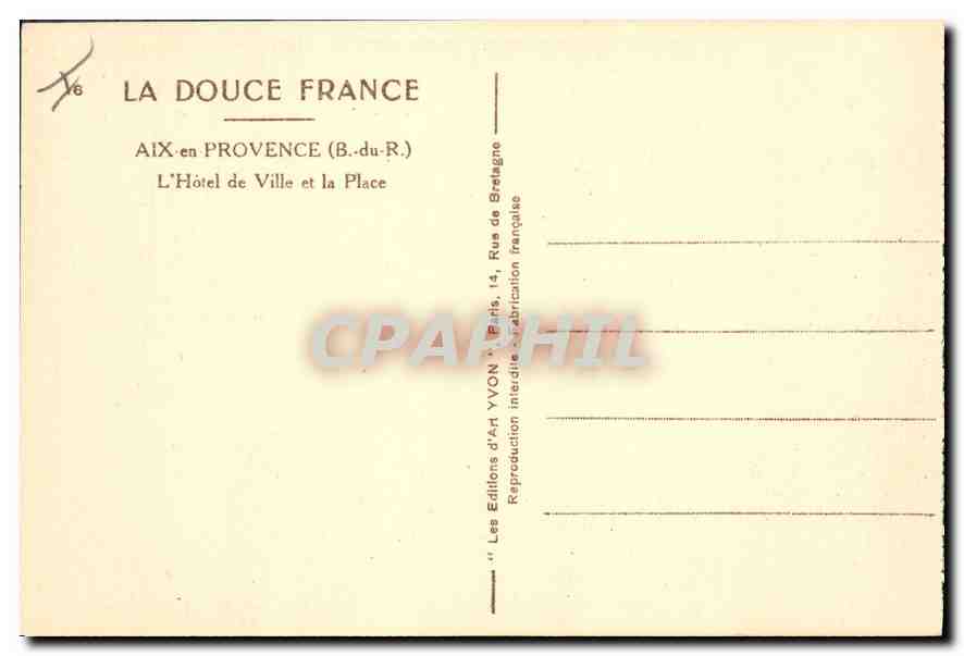 Aix-en-Provence — L'Hôtel de Ville et la Place — Les Éditions d'Aix — Verso