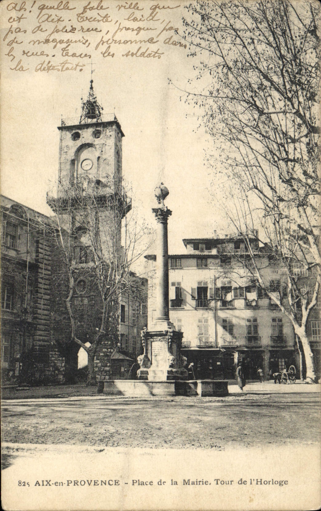 Aix-en-Provence — Place de la Mairie, Tour de l'Horloge — Éditeur : Aix-en-Provence, n° 825