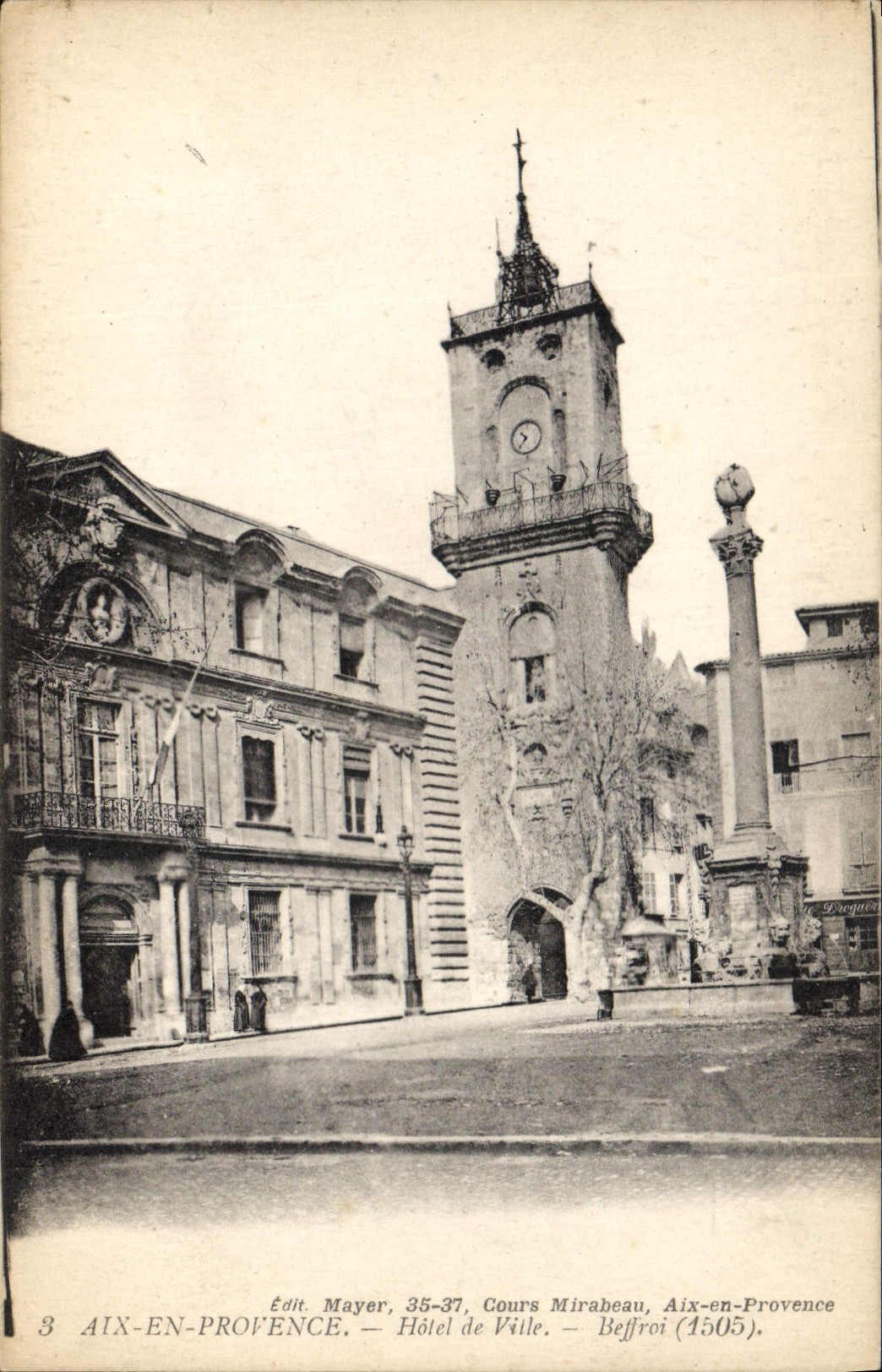 Aix-en-Provence — Hôtel de Ville et Beffroi (1505) — Édit Mayer, 35-37, Cours Mirabeau