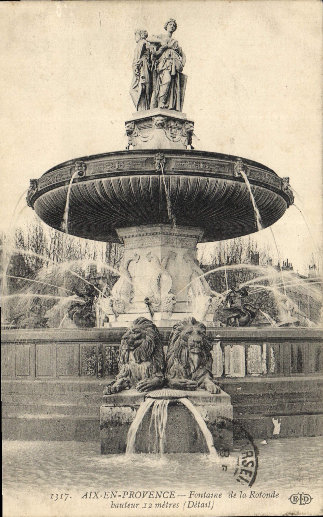 Aix-en-Provence — Fontaine de la Rotonde — Détail — Éditeur E.P.D. n°1317