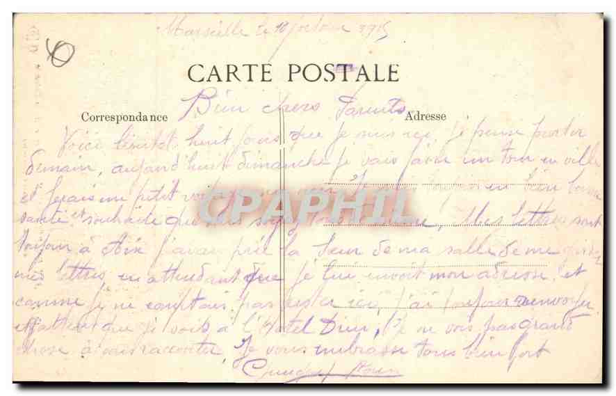 Aix-en-Provence — Fontaine de la Rotonde — Détail — Éditeur E.P.D. n°1317 — Verso