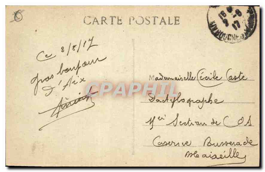 AIX-en-PROVENCE - Le bas du Cours Mirabeau et la Grande Fontaine — Édition Carle — Verso