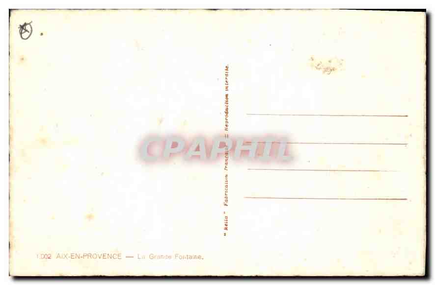 Aix-en-Provence — La Grande Fontaine — Verlag Rolla, n° 1.002 — Rückseite