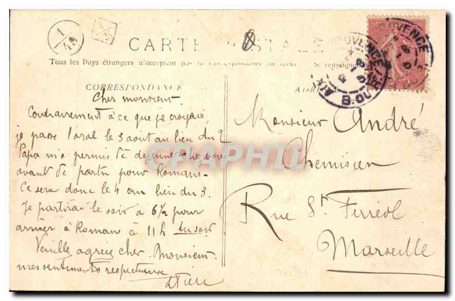 Aix-en-Provence — La Fontaine de la Rotonde — Collection C. M. — Verso