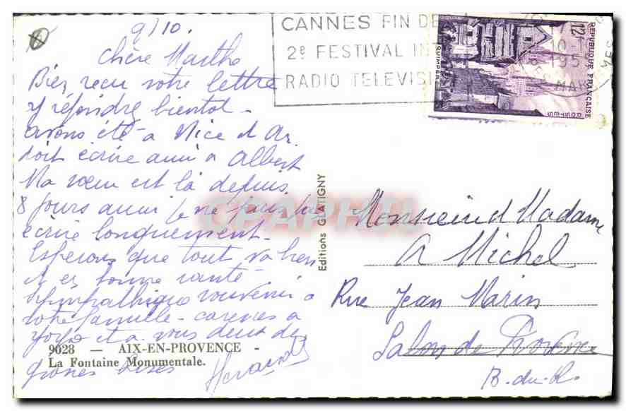 Monumentale Fontäne — Aix-en-Provence — Éditions Glatigny n°9028 — Rückseite