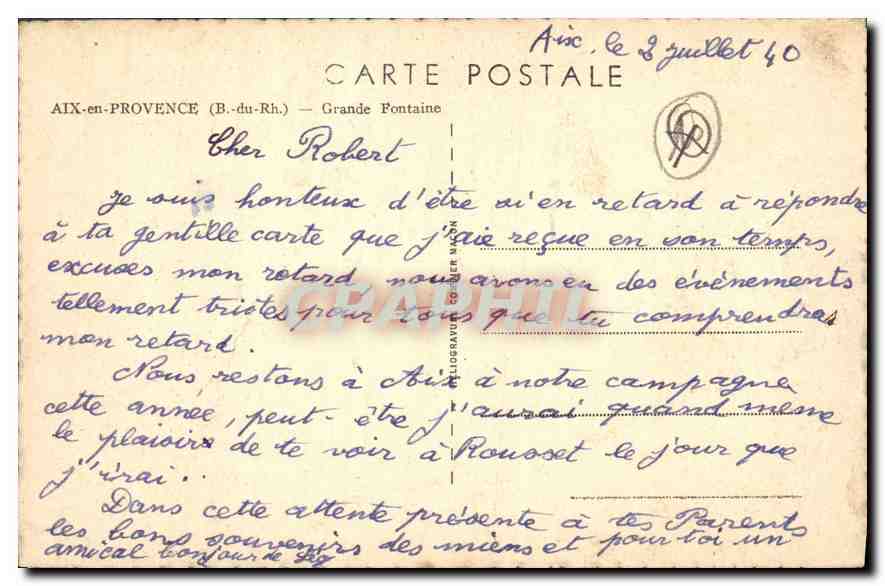 Aix-en-Provence — Grande Fontaine — Verlag Oim — Rückseite