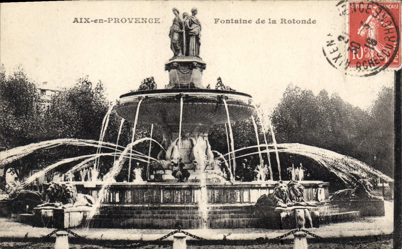 Aix-en-Provence — Fontäne der Rotonde — Verleger H. Bougueville