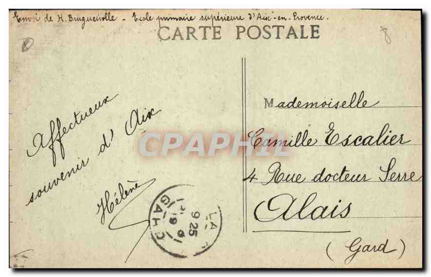 Aix-en-Provence — Fontäne der Rotonde — Verleger H. Bougueville — Rückseite