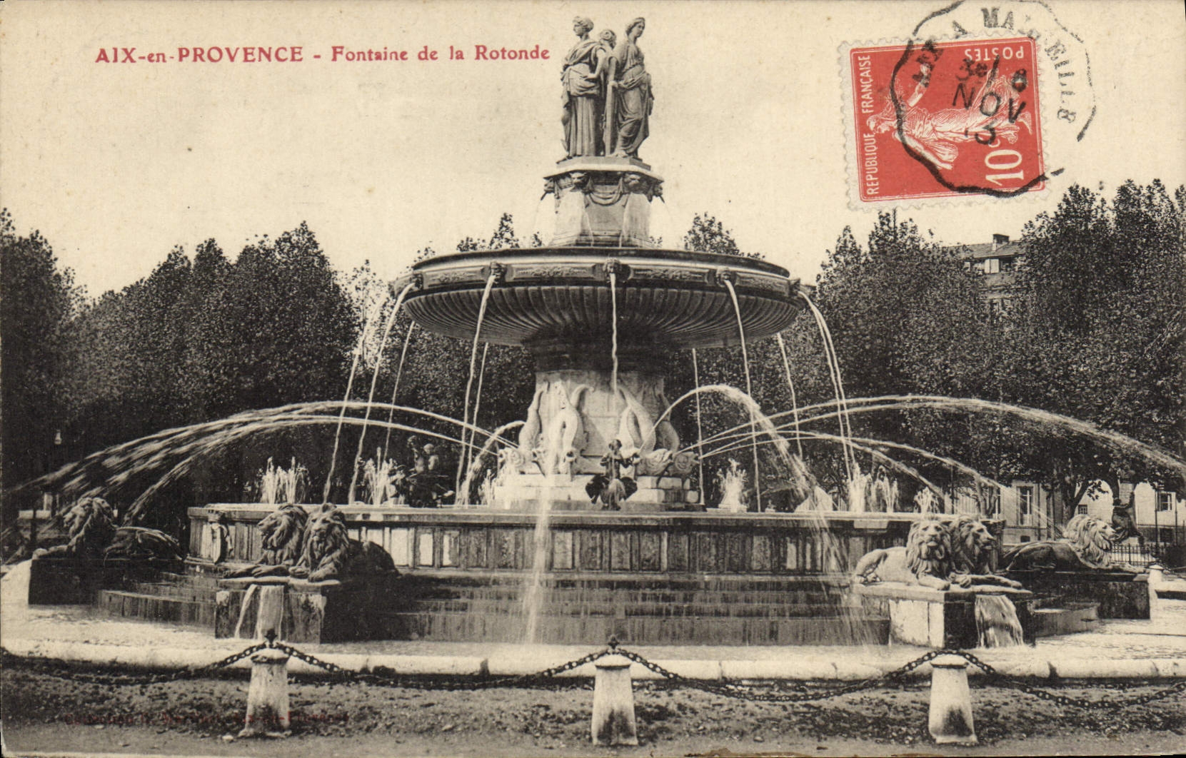 AIX-EN-PROVENCE - Fountain of the Rotonde — publisher not visible, series number not legible