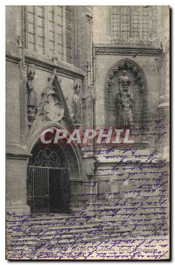 CPA Amiens Cathedrale Portail St Christophe 