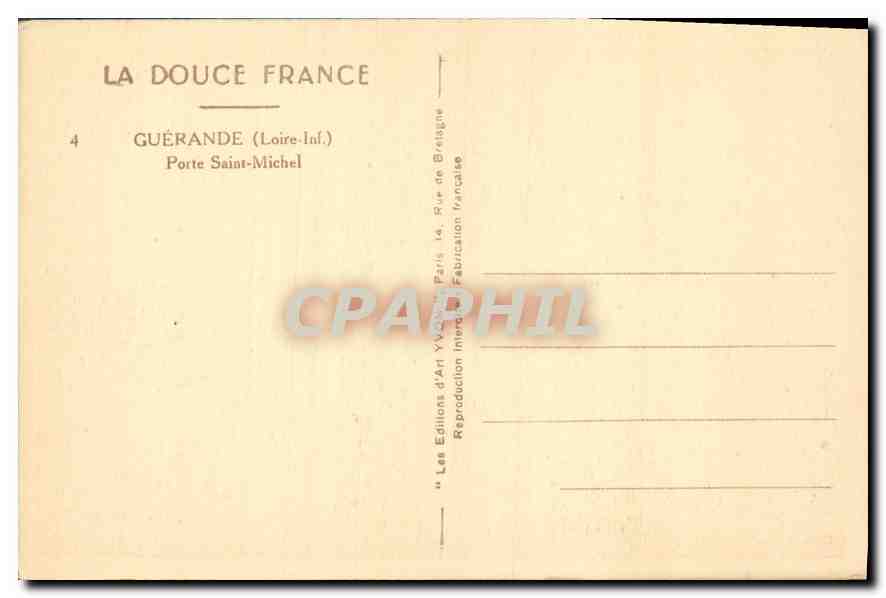 CPA La Douce France Guerande Loire Inf Porte Saint Michel  — Back