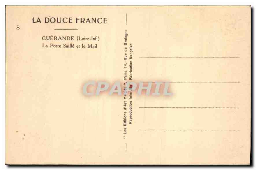 CPA La Douce France Guerande Loire Inf La Porte Saille et le Mail  — Back