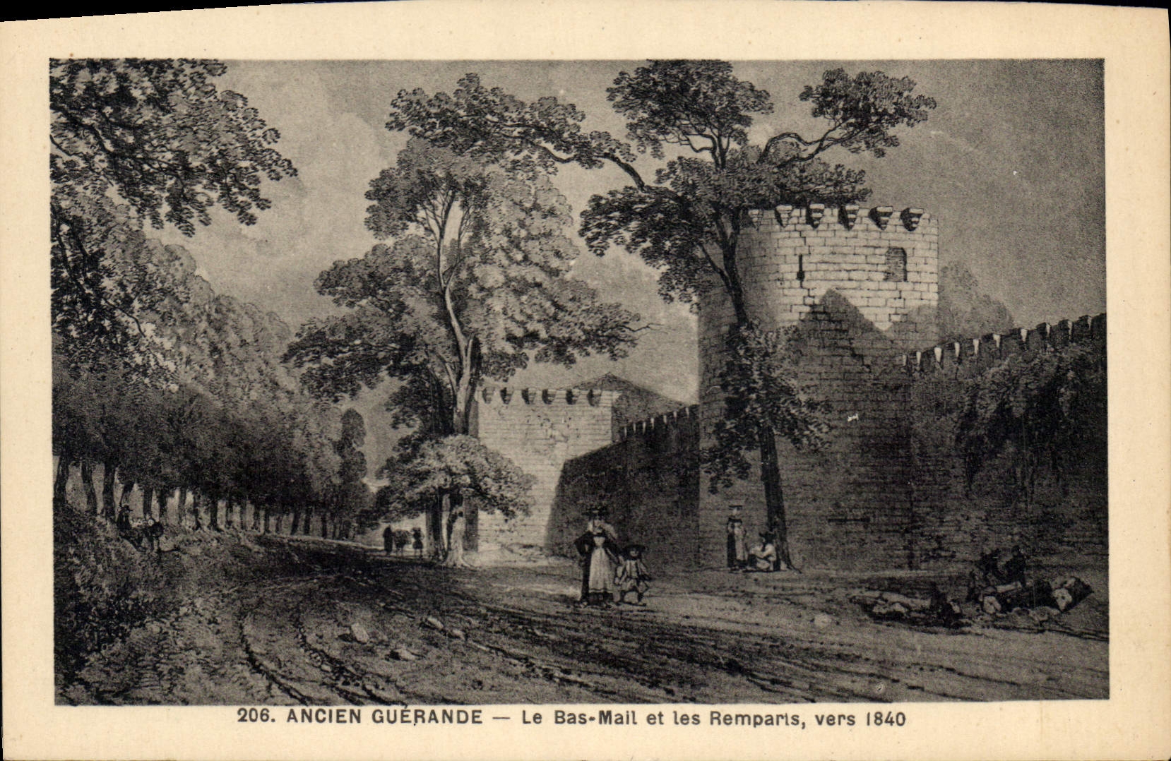 CPA Ancien Guerande Le Bas Mail et les Remparts 