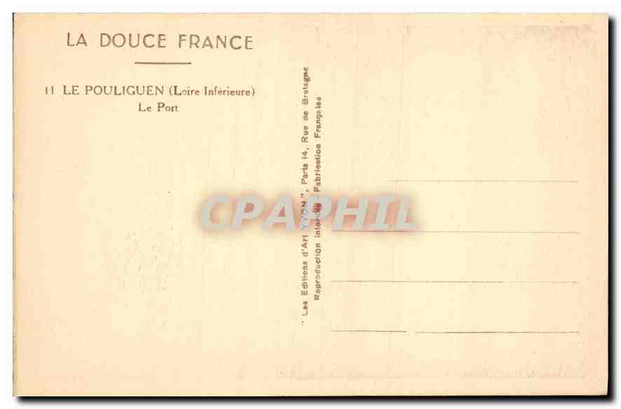 CPA La Douce France Le Pouliguen Loire Inferieure Le Port Bateaux — Back