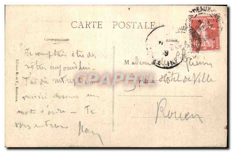 CPA Bordeaux Les Ruines du Palais Galiien  — Rückseite