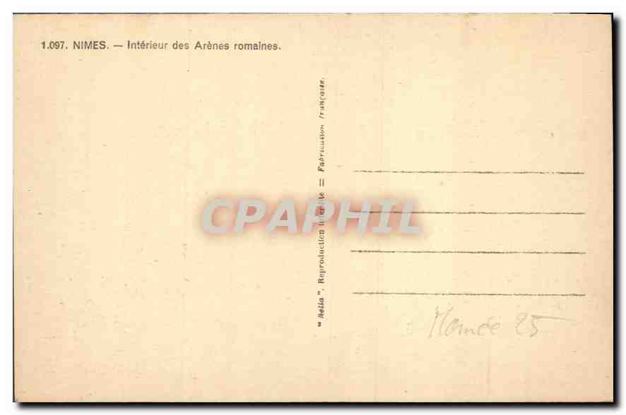 CPA Nimes Interieur des Arenes romaines  — Rückseite