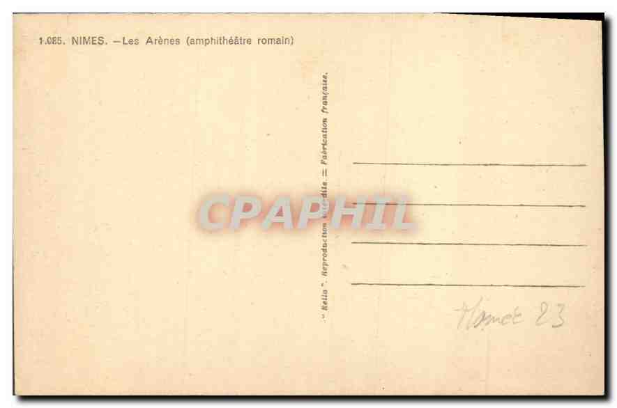 CPA Nimes Les Arenes amphitheatre romain  — Rückseite