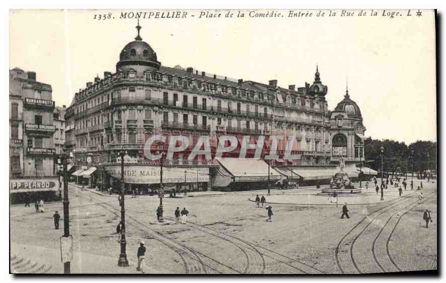 CPA Montpellier Place de la Comedie Entree de la Rue de la Loge 