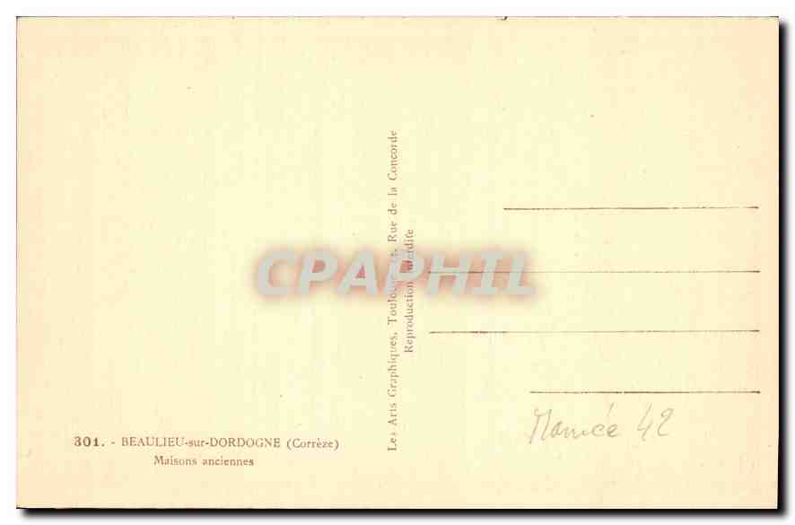 CPA Beaulieu sur Dordogne Correze Maisons amciennes  — Verso