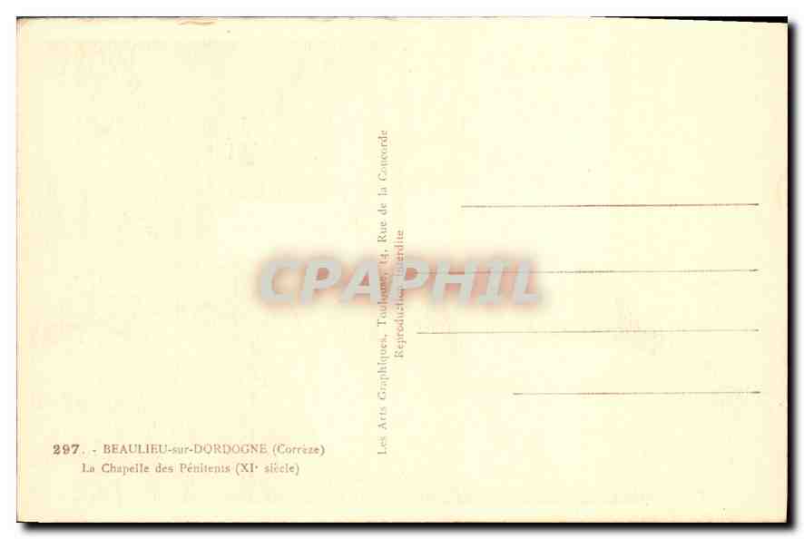 CPA Beaulieu sur Dordogne Correze La Chapelle des Penitents  — Verso