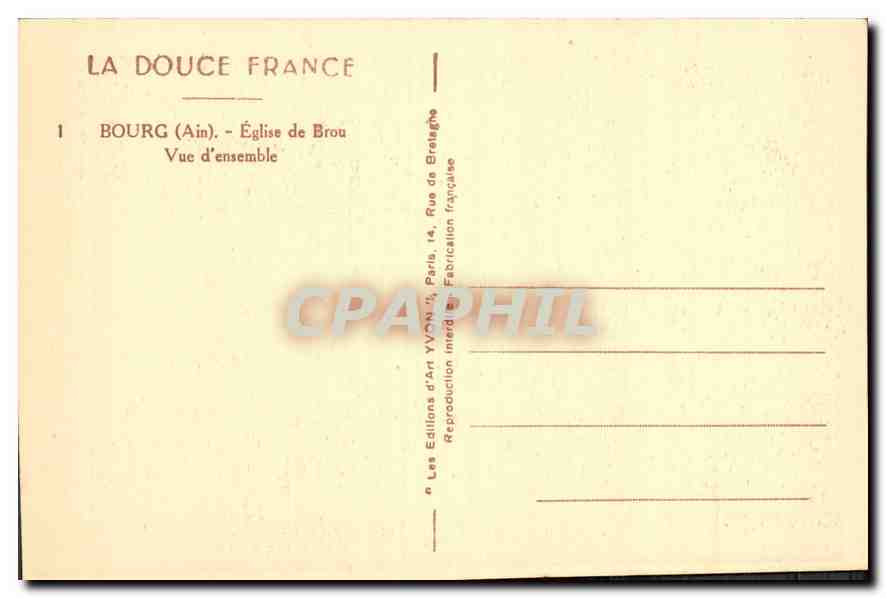 CPA La Douce France Bourg Ain Eglise de Brou Vue d'ensemble  — Verso