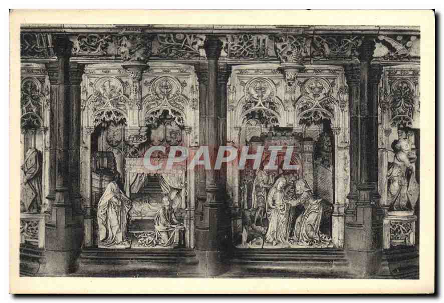 CPA Eglise de Brou Retable des sept joies de la vierge l'annonciation et la visitation 
