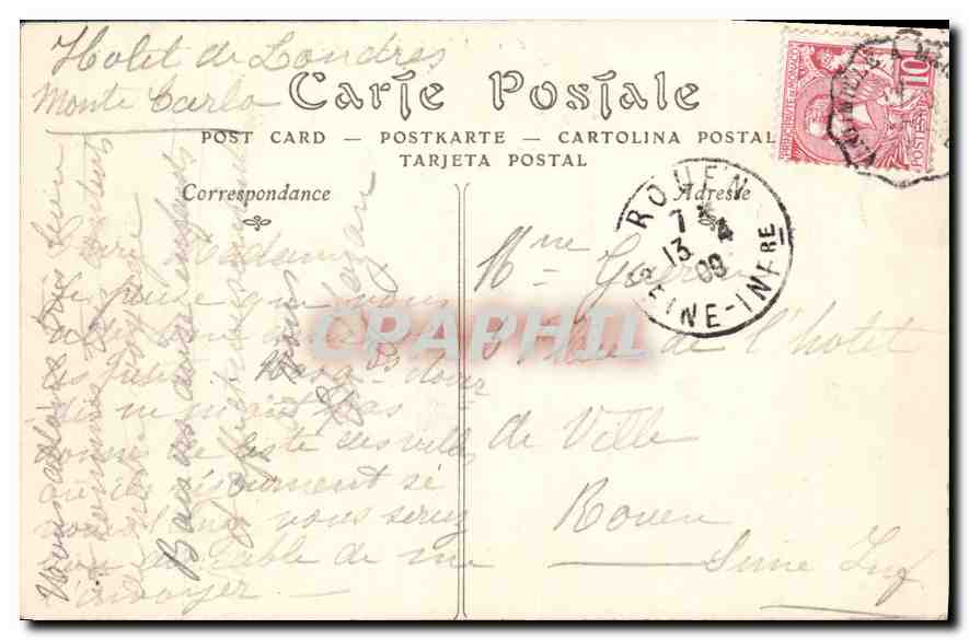 CPA Menton Le Point Saint Louis  — Verso