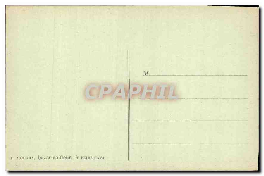 Peïra-Cava (Alt. 1.580 m.) — La Pierre plate sur laquelle est placée la Table d'orientation — J. Morara, bazar-coiffeur, à Peïra-Cava — Achterkant