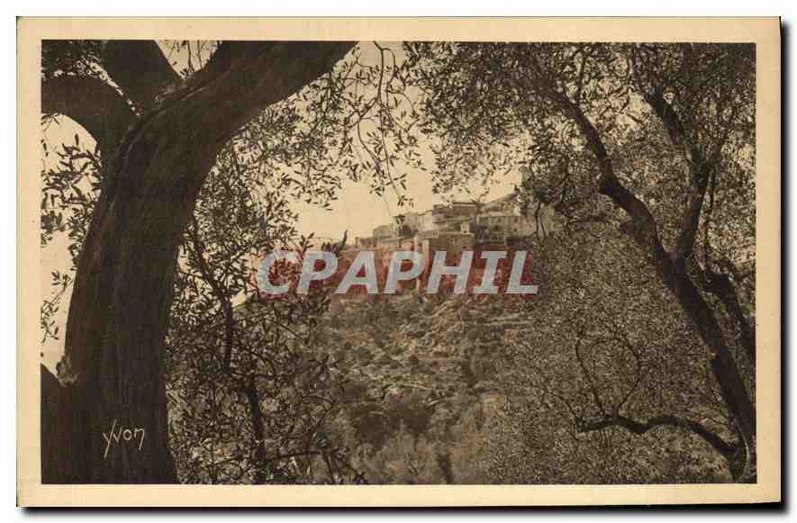CPA La Douce France Cote d'Azur Eze AM Le Village vu a travers les olivers 
