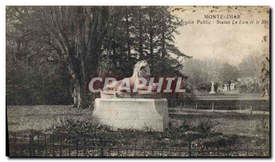 Montélimar — Jardin Public - Statue du Lion et le Rhône — éditeur non identifié