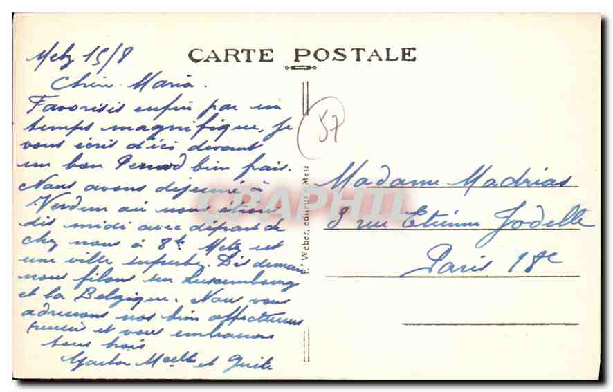 CPA Metz Portie de la Moselle Vue prise de l'Esplanade Bateau — Rückseite