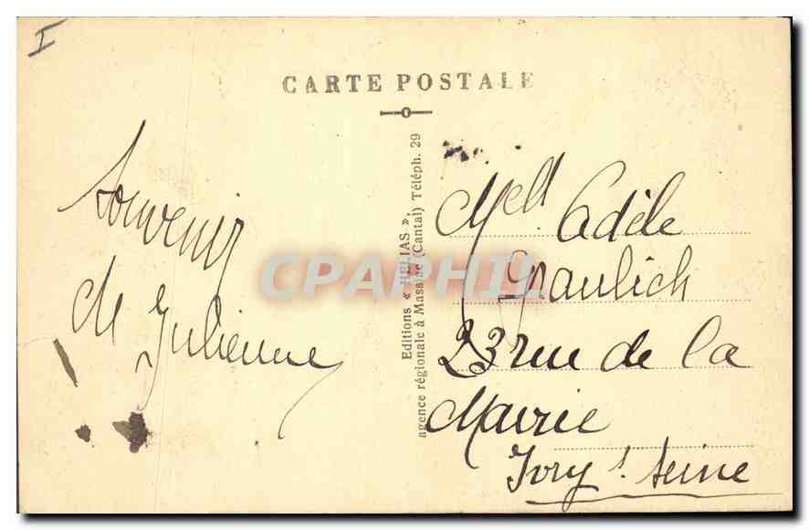 CPA Environs de Chaudes Aigues Cantal La route de Saint Flour dans la cote de Lancau  — Verso