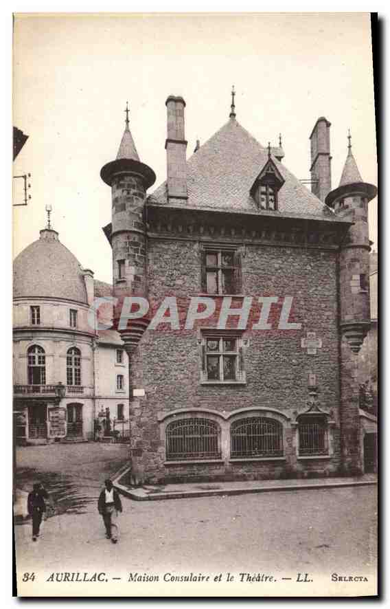 CPA Aurillac Maison Consulaire et le Theatre 