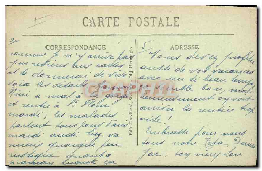 CPA l'Auvergne Pittoresque Cantal St Flour Ruines du Chateau d'Alleuse  — Rückseite