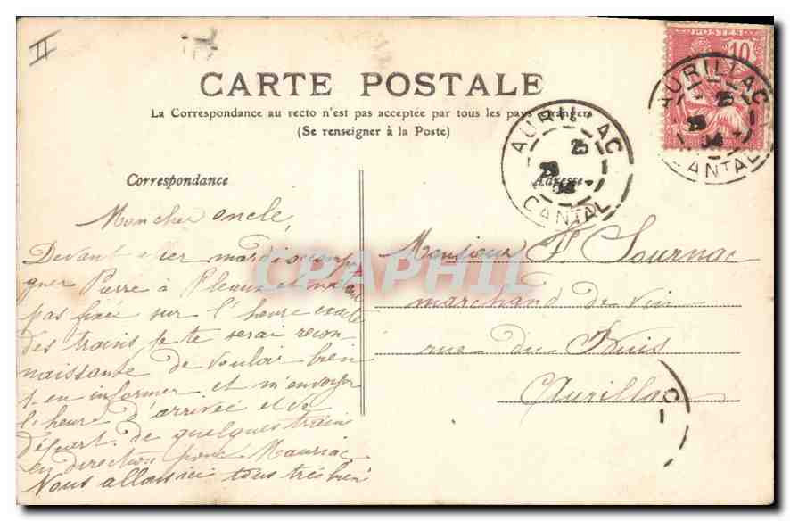 CPA l'Auvergne Cantal Apchon Ruines du Chateau  — Rückseite