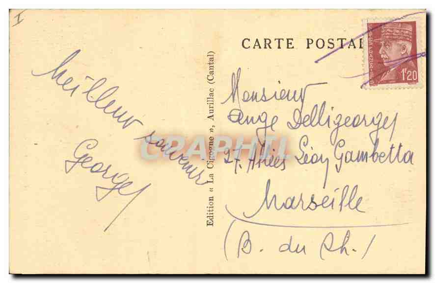 CPA Les plus Beaux Chateaux historique du Cantal Ruines du Chateau d'Apchon  — Verso