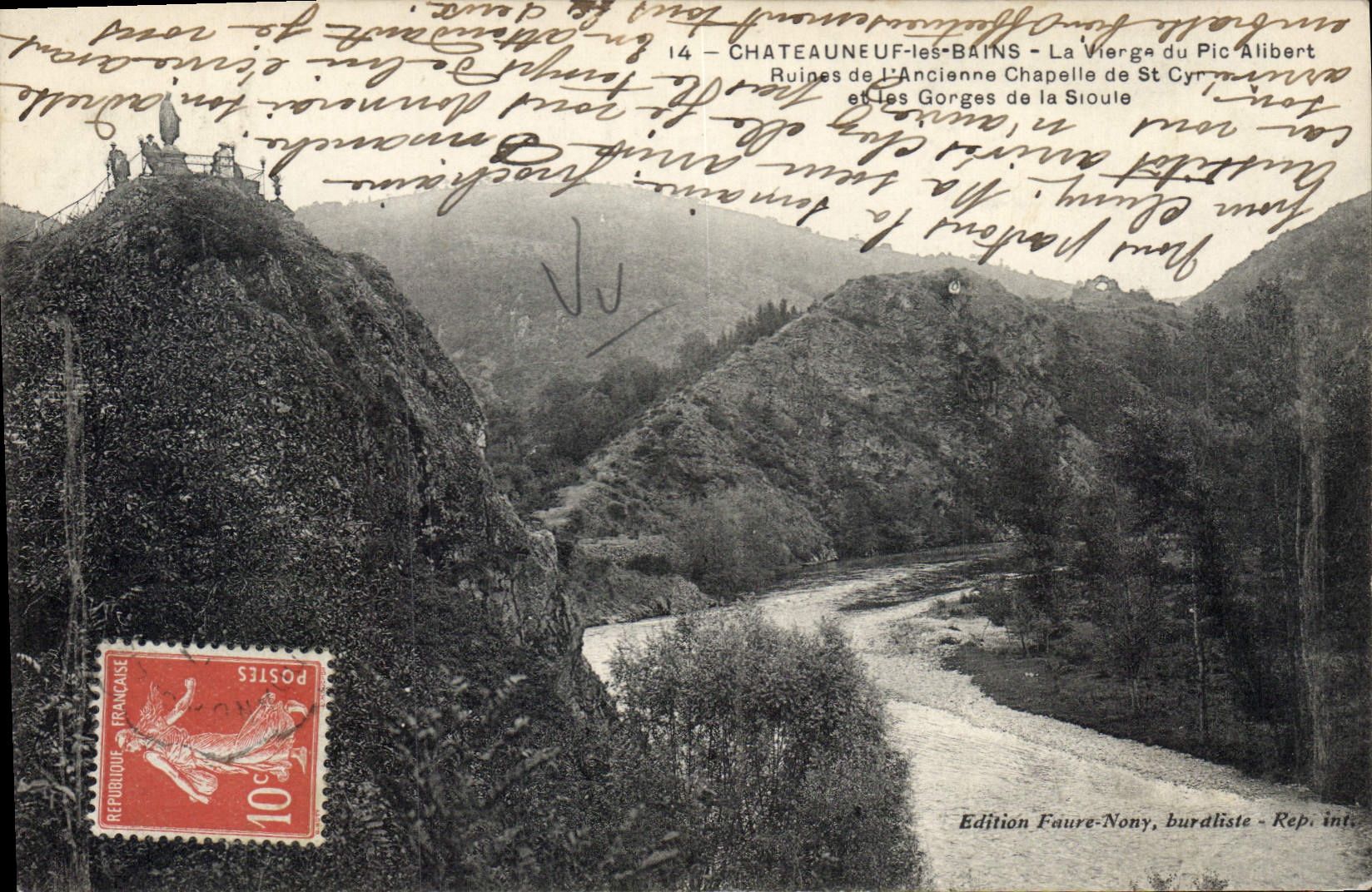 CPA Chameuneuf les Bains La Vierge du Pic Alibert Ruines de l'Ancienne Chapelle de St Cyn et les Gor