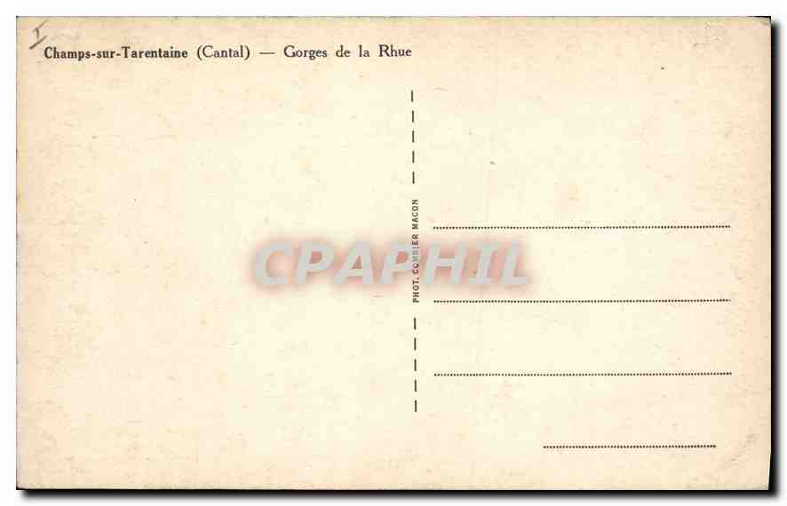 CPA Champs sur Tarentaine Cantal Gorges de la Rhue  — Back