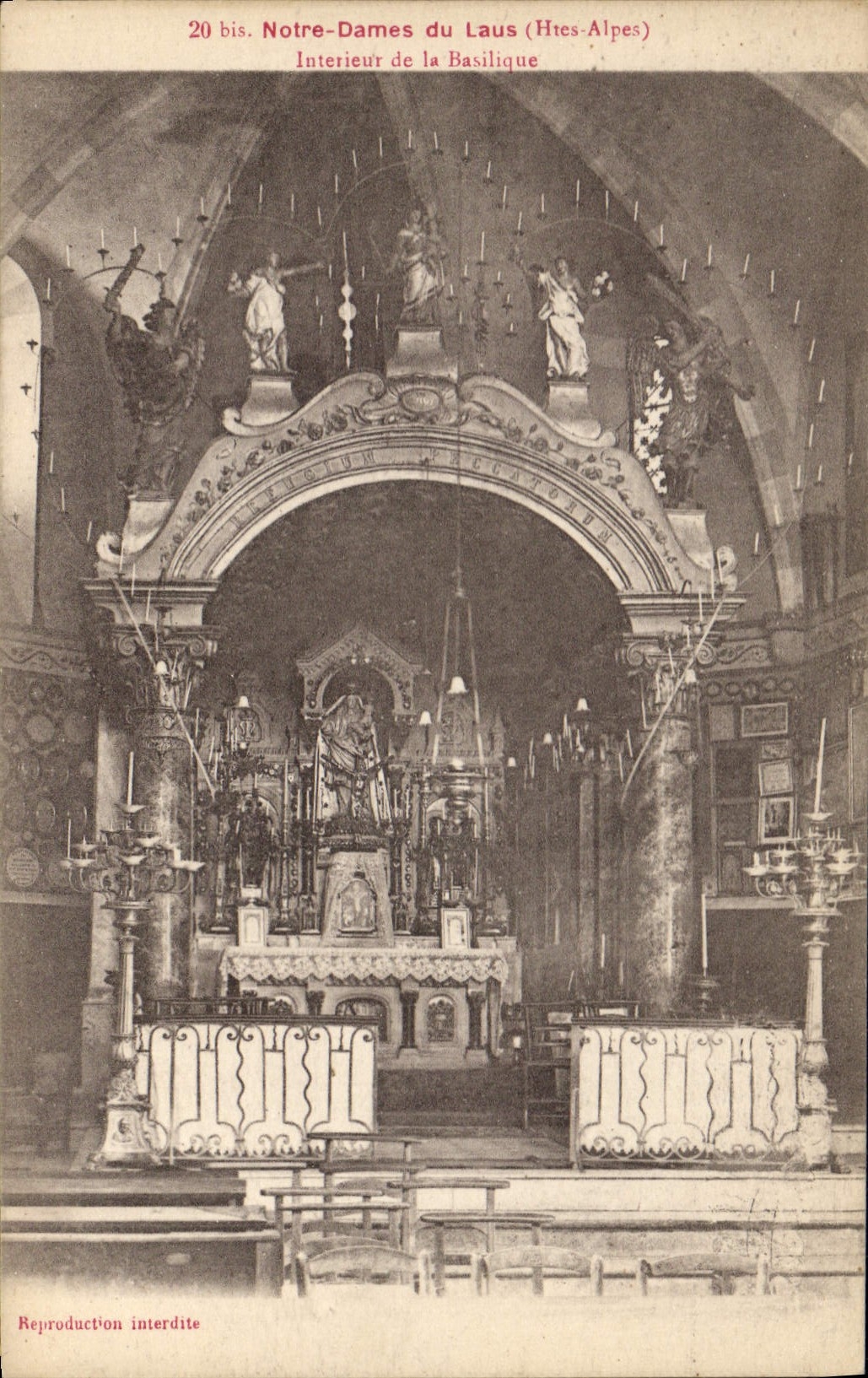 Notre-Dames du Laus (Htes-Alpes) — Intérieur de la Basilique — Phototypie J. Bienaime Reims, n°20 bis