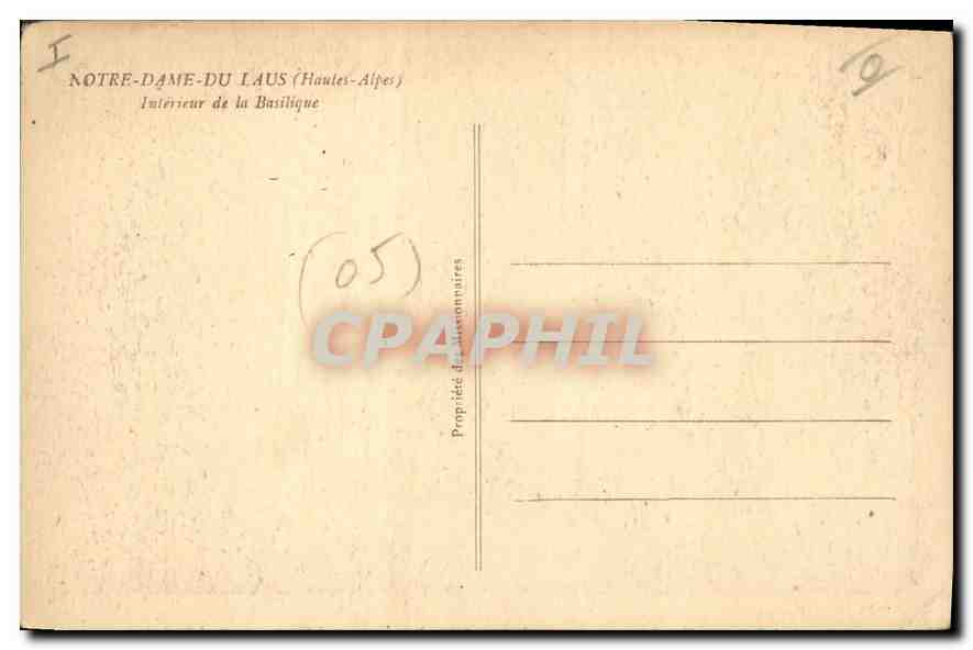 Intérieur de la Basilique Notre-Dame-du-Laus — Hautes-Alpes — éditeur CPAPHIL — Verso
