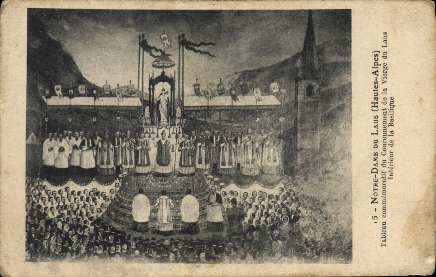 Notre-Dame du Laus (Hautes-Alpes) — Couronnement de la Vierge — Tableau commémoratif de l'intérieur de la basilique